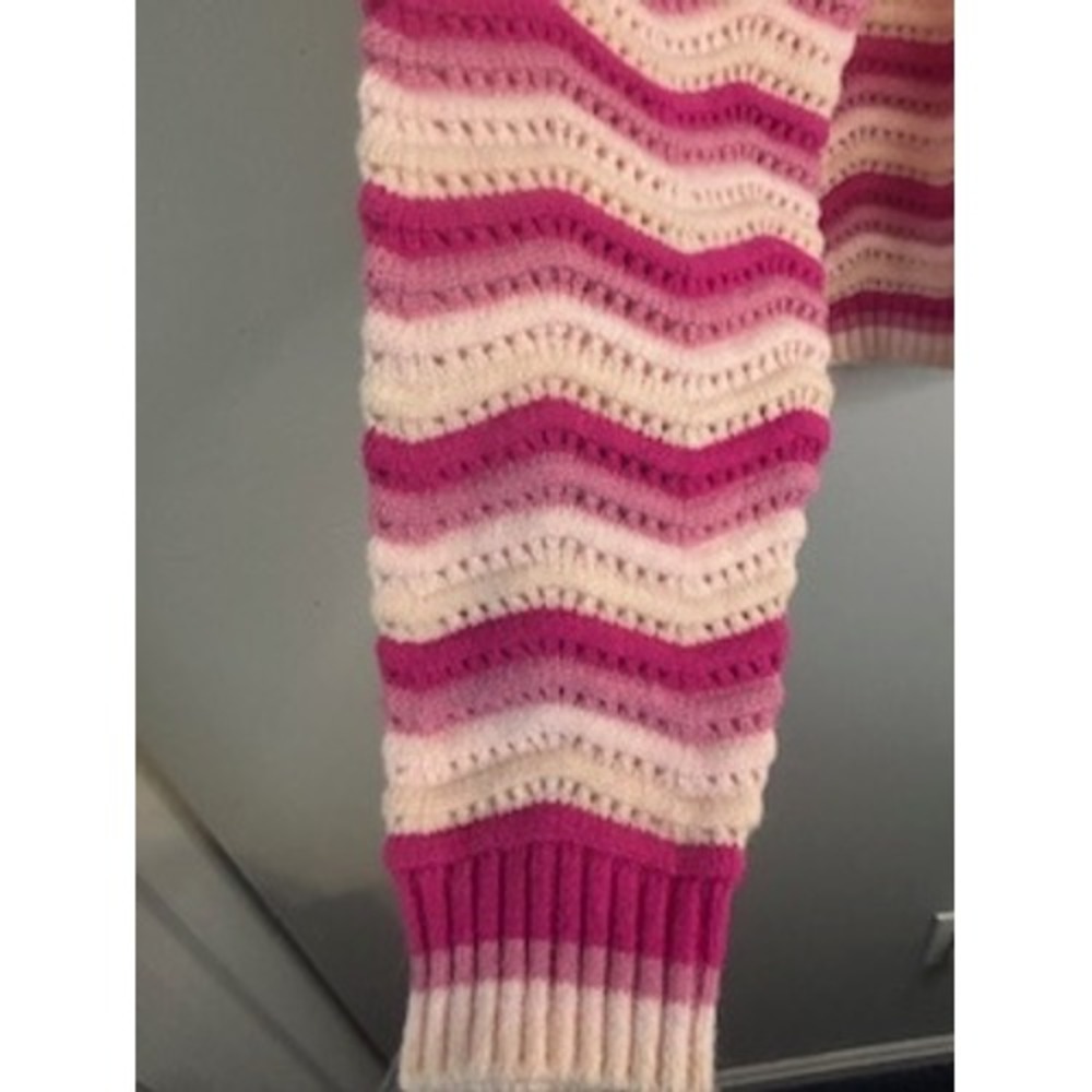 Strut & Bolt Pink‎ Multi Chevron Knit Cardigan Sweater Covered Buttons Small NWT - Picture 3 of 9